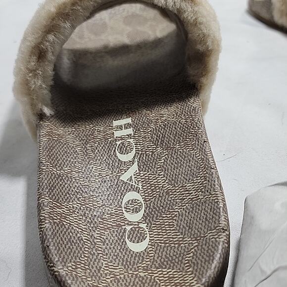 🐨COACH🐨ULLA SHEARLING SLIDE COMFORTABLE COLORWAY IVORY LADIES 8 NWB📦ELEGANT - Picture 14 of 16